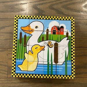 Melissa & Doug Farm Wooden Cube Puzzle with Storage Tray 6-in-1 Animal Puzzle